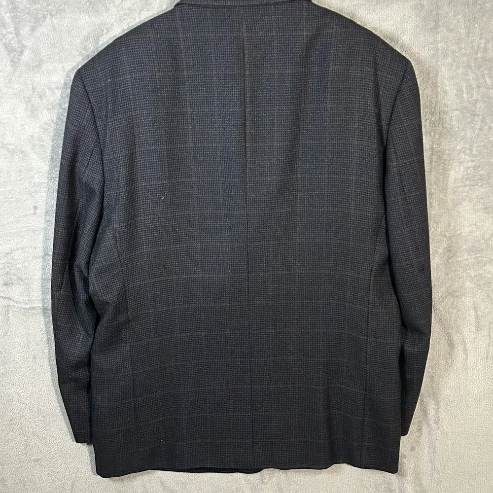 Pronto‎ Uomo Blazer Mens 48L Lambswool Sport Coat Gray Herringbone 2 Button